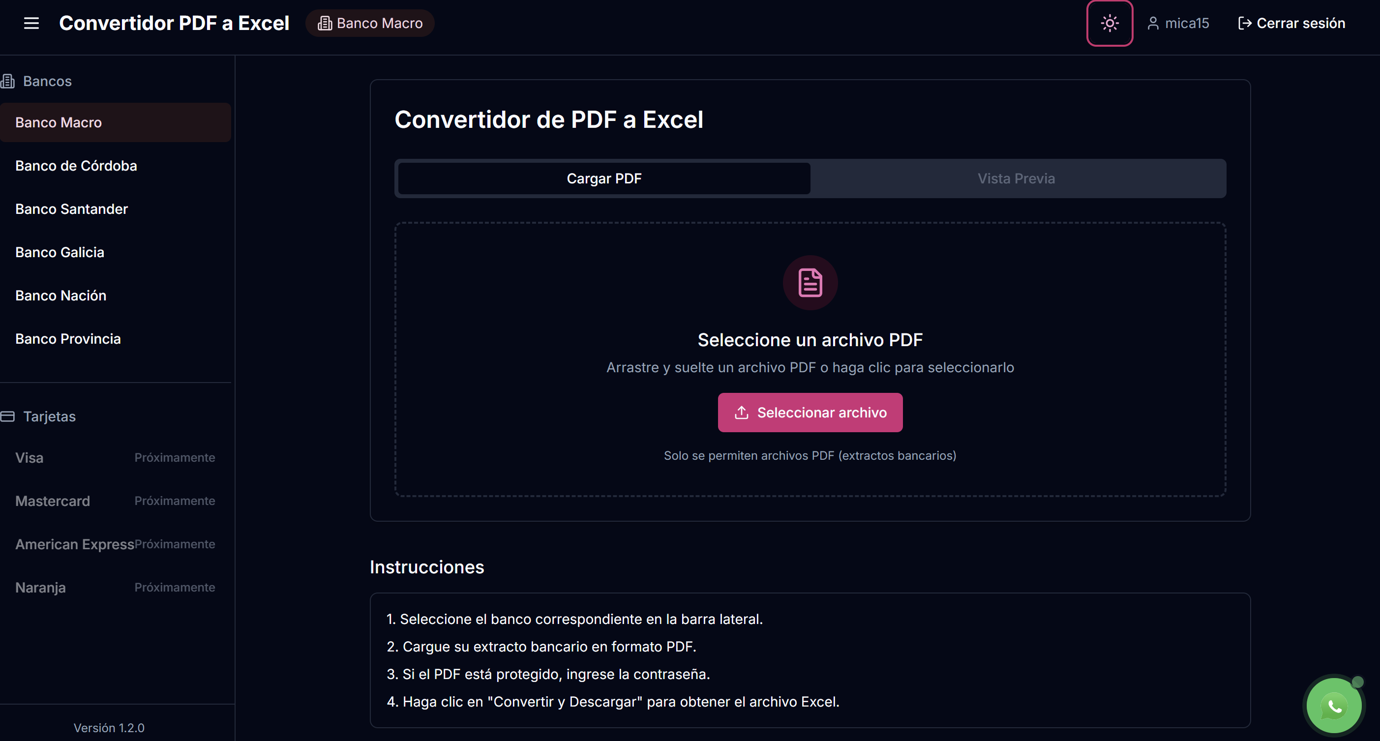 Captura de pantalla del dashboard futurista