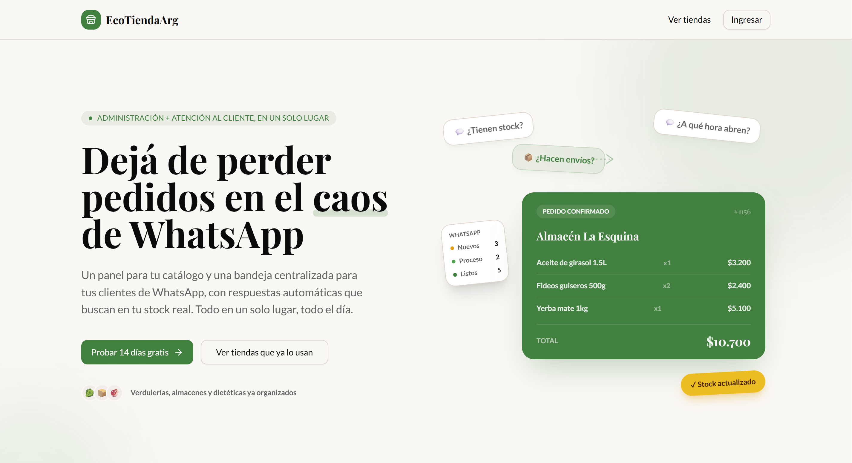 EcoTiendaArg - Plataforma SaaS multi-tenant para comercios de barrio