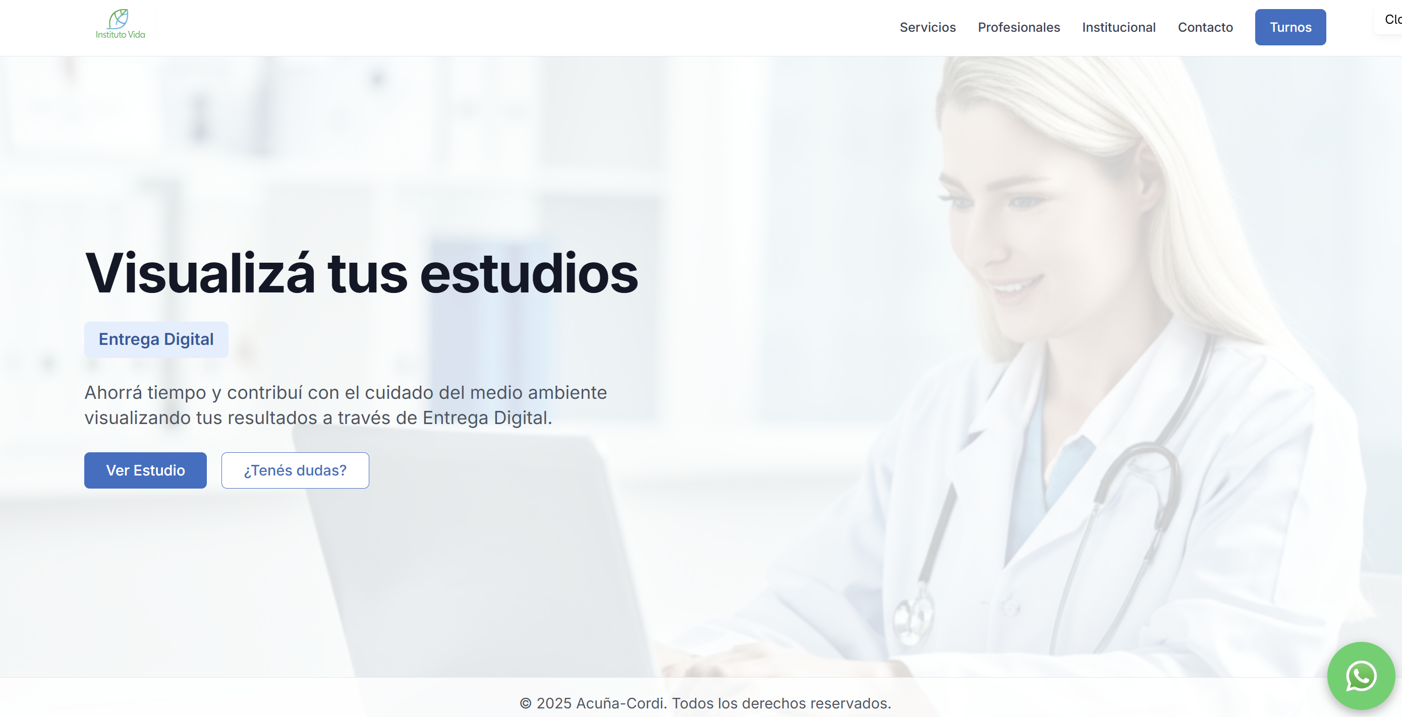 Captura de pantalla del sistema Instituto Vida