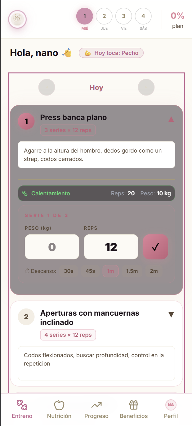 Personal Trainer App - Dashboard de cliente para seguimiento de rutinas